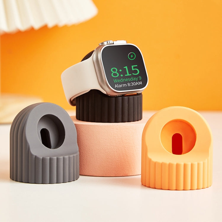 For Apple Watch Wave Pattern Silicone Watch Charging Stand(Black) - Charger / Holder by PMC TechLife | Online Shopping South Africa | PMC TechLife