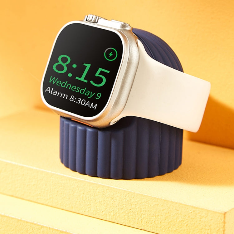 For Apple Watch Wave Pattern Silicone Watch Charging Stand(Lavender) - Charger / Holder by PMC TechLife | Online Shopping South Africa | PMC TechLife