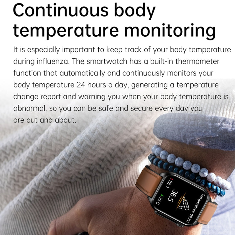 TK12 1.96 inch IP67 Waterproof Silicone Band Smart Watch Supports ECG / Remote Families Care / Bluetooth Call / Body Temperature Monitoring(Black) - Smart Watches by PMC Jewellery | Online Shopping South Africa | PMC Jewellery