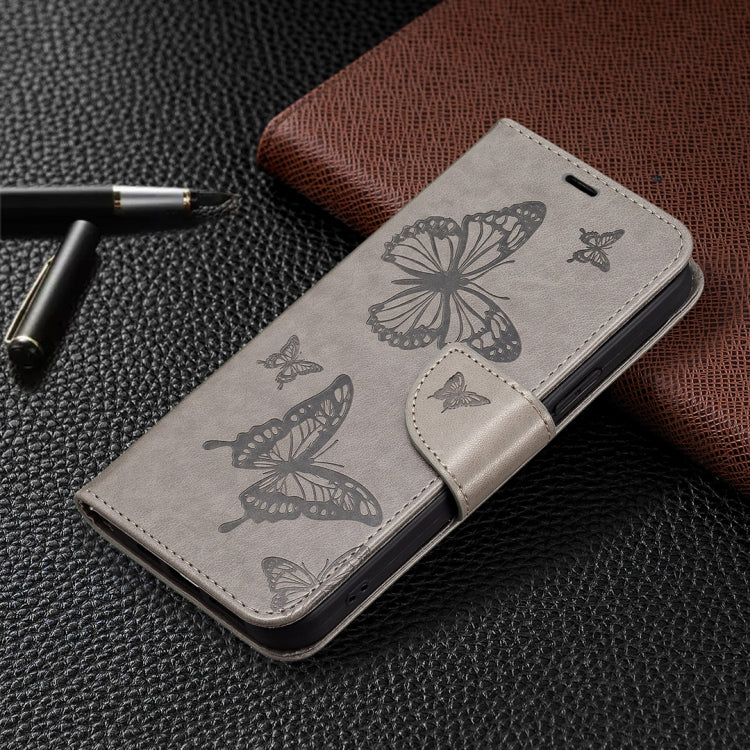 For Xiaomi Poco F5 5G / Redmi Note 12 Turbo Two Butterflies Embossing Leather Phone Case(Grey) - free shipping - PMC TechLife - Order now!