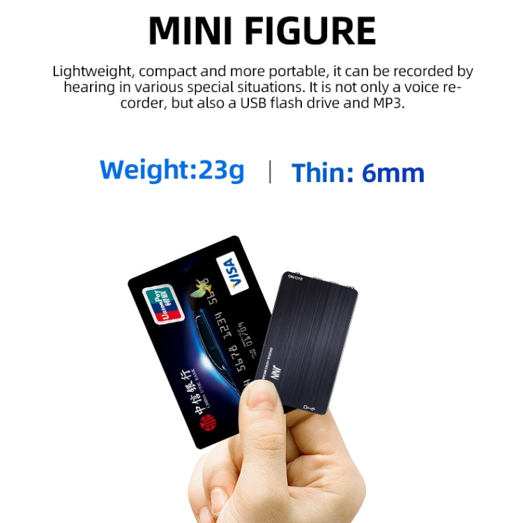 JNN M2 Ultra-thin HD Noise Reduction Intelligent Control Voice Voice Recorder, Capacity:8GB(Black) - Other Style by JNN | Online Shopping South Africa | PMC TechLife | Buy Now Pay Later Mobicred