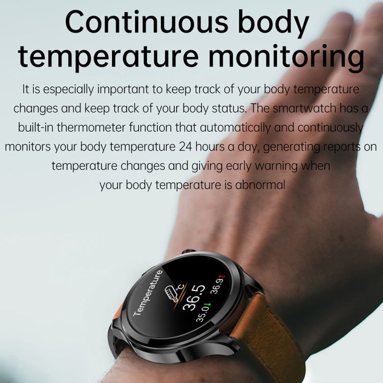 TK22 1.39 inch IP67 Waterproof Leather Band Smart Watch Supports ECG / Non-invasive Blood Sugar(Black) - Smart Watches by PMC Jewellery | Online Shopping South Africa | PMC Jewellery