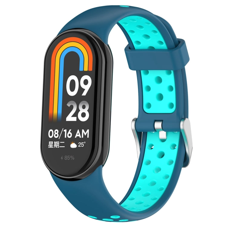 For Xiaomi Mi Band 8 Two-color Steel Plug Silicone Watch Band(Blue Teal) - Watch Bands by PMC Jewellery | Online Shopping South Africa | PMC Jewellery