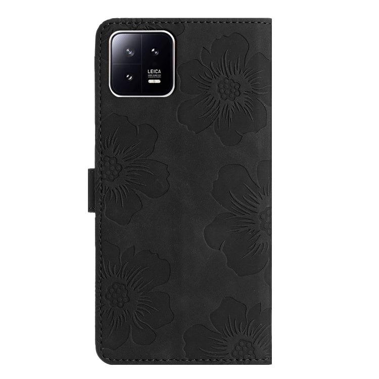 For Xiaomi 13 Flower Embossing Pattern Leather Phone Case(Black) - free shipping - PMC TechLife - Order now!
