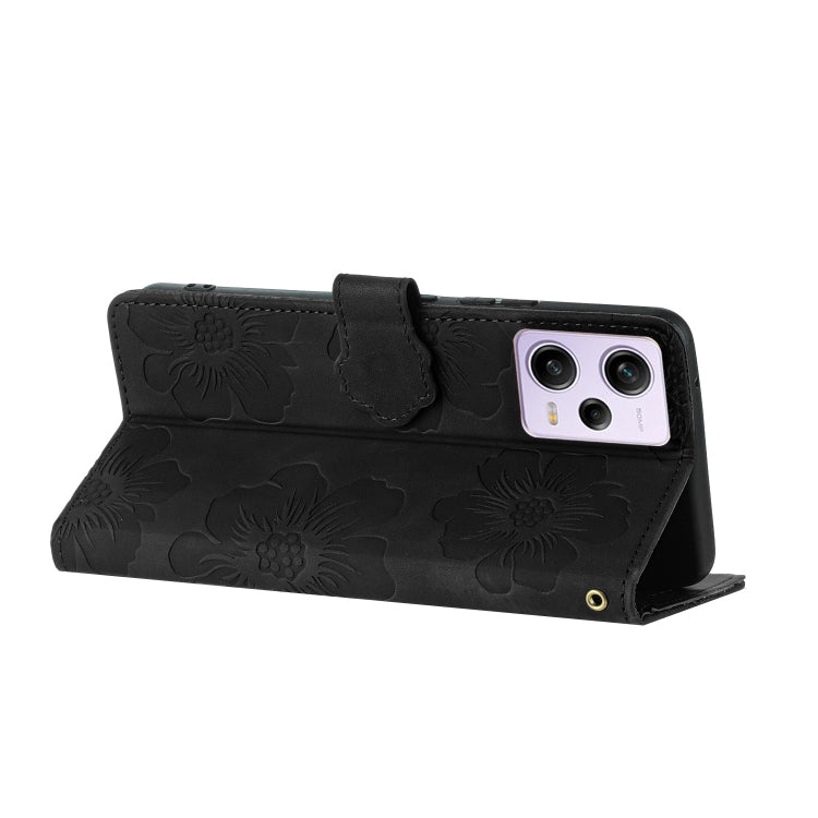 For Xiaomi Redmi Note 12 Pro 5G Flower Embossing Pattern Leather Phone Case(Black) - free shipping - PMC TechLife - Order now!