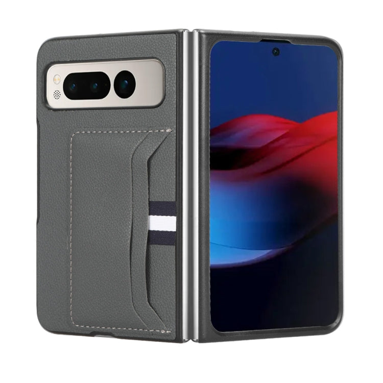 For Google Pixel Fold Litchi Texture Card Slots Back Cover Phone Case(Grey) - free shipping - PMC TechLife - Order now!