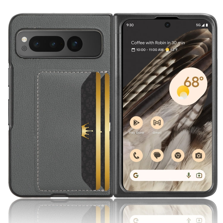 For Google Pixel Fold Litchi Texture Card Slots Back Cover Phone Case(Grey) - free shipping - PMC TechLife - Order now!