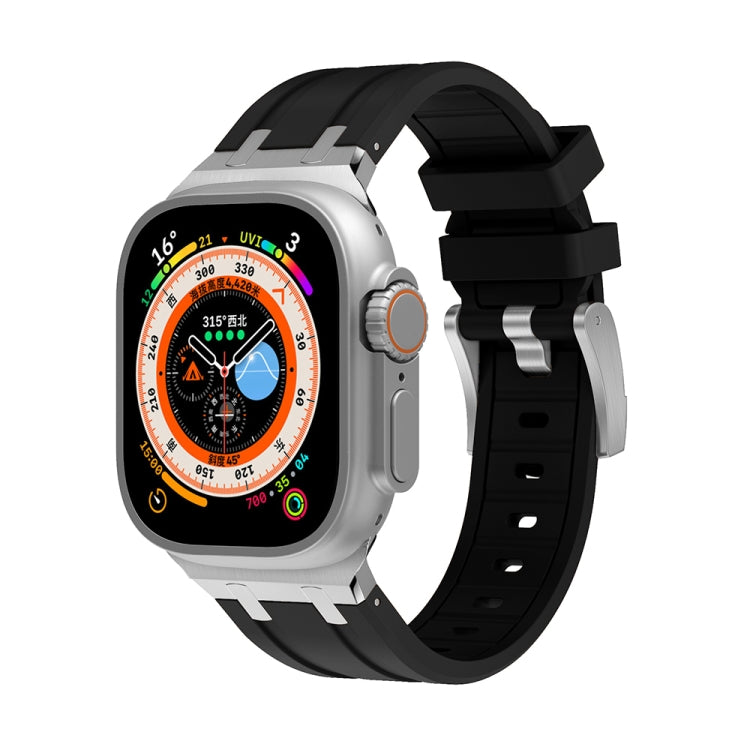 AP Silicone Watch Band For Apple Watch 8 41mm(Silver Black) - Watch Bands by PMC TechLife | Online Shopping South Africa | PMC TechLife