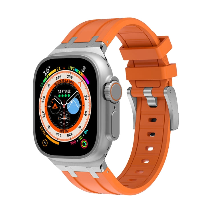 AP Silicone Watch Band For Apple Watch 8 41mm(Silver Orange) - Watch Bands by PMC Jewellery | Online Shopping South Africa | PMC Jewellery