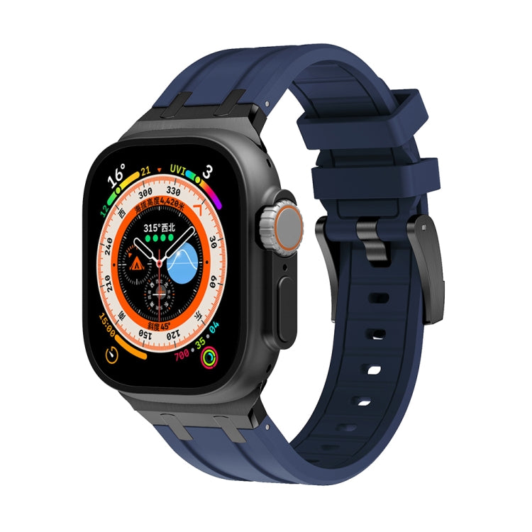AP Silicone Watch Band For Apple Watch 7 45mm(Black Blue) - Watch Bands by PMC TechLife | Online Shopping South Africa | PMC TechLife