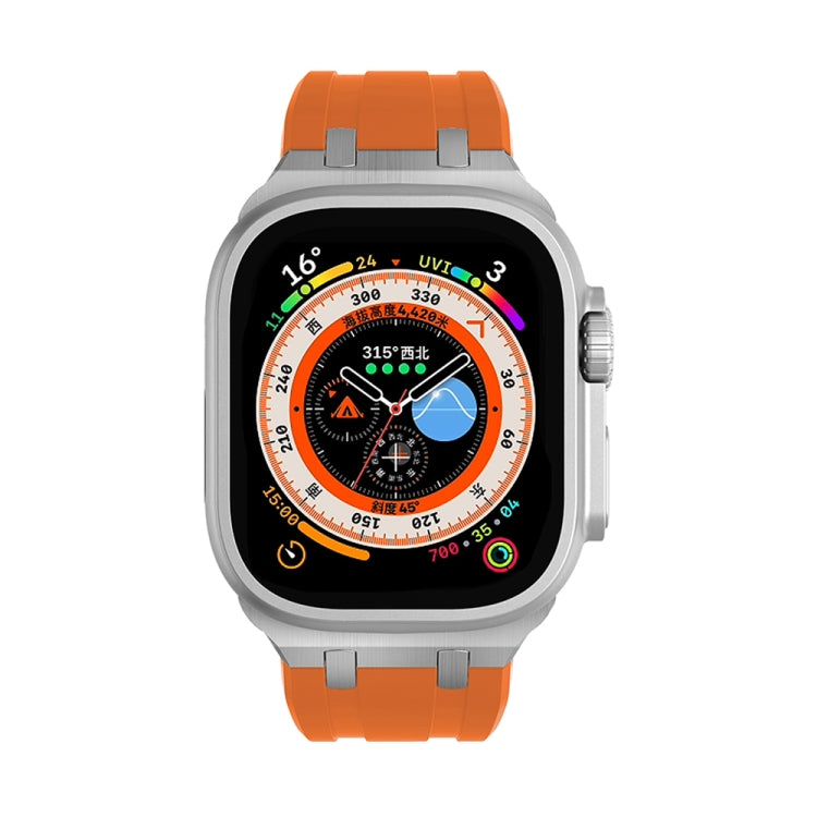 AP Silicone Watch Band For Apple Watch 7 45mm(Silver Orange) - Watch Bands by PMC TechLife | Online Shopping South Africa | PMC TechLife