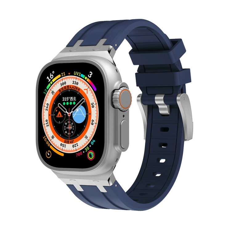 AP Silicone Watch Band For Apple Watch SE 2022 44mm(Silver Blue) - Watch Bands by PMC TechLife | Online Shopping South Africa | PMC TechLife