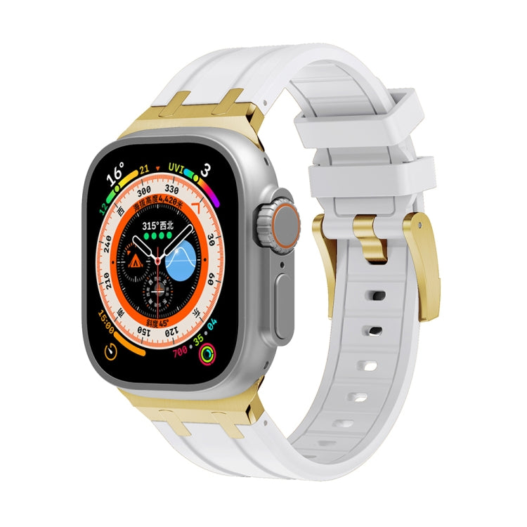 AP Silicone Watch Band For Apple Watch 6 40mm(Gold White) - Watch Bands by PMC TechLife | Online Shopping South Africa | PMC TechLife