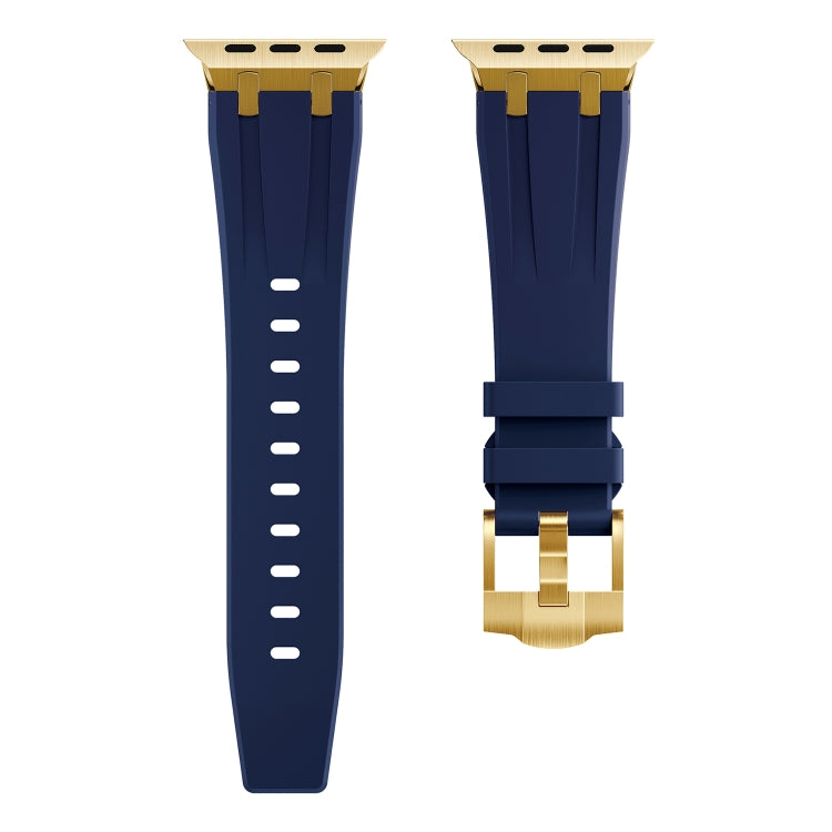 AP Silicone Watch Band For Apple Watch 3 38mm(Gold Blue) - Watch Bands by PMC TechLife | Online Shopping South Africa | PMC TechLife