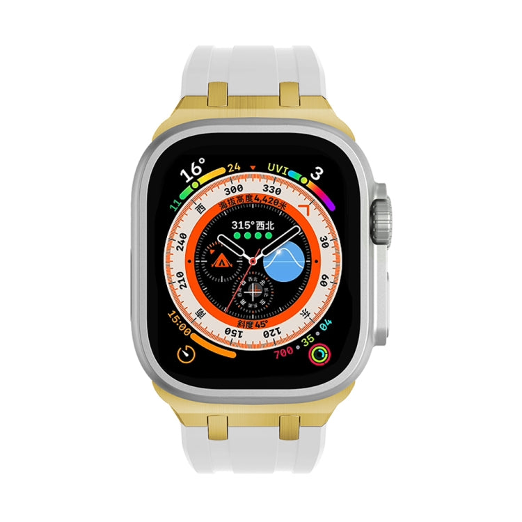 AP Silicone Watch Band For Apple Watch 3 42mm(Gold White) - Watch Bands by PMC TechLife | Online Shopping South Africa | PMC TechLife