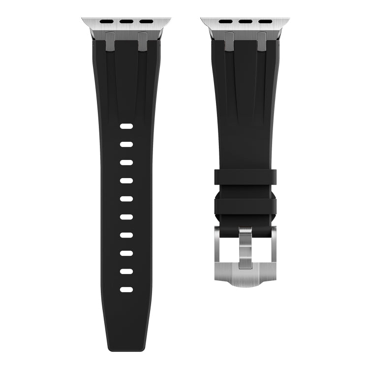 AP Silicone Watch Band For Apple Watch 38mm(Silver Black) - Watch Bands by PMC TechLife | Online Shopping South Africa | PMC TechLife