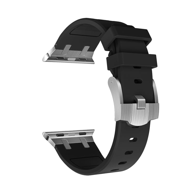 AP Silicone Watch Band For Apple Watch 38mm(Silver Black) - Watch Bands by PMC TechLife | Online Shopping South Africa | PMC TechLife