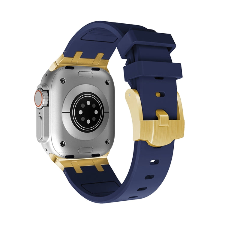 AP Silicone Watch Band For Apple Watch 38mm(Gold Blue) - Watch Bands by PMC TechLife | Online Shopping South Africa | PMC TechLife