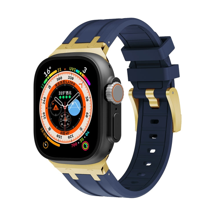 AP Silicone Watch Band For Apple Watch 42mm(Gold Blue) - Watch Bands by PMC TechLife | Online Shopping South Africa | PMC TechLife