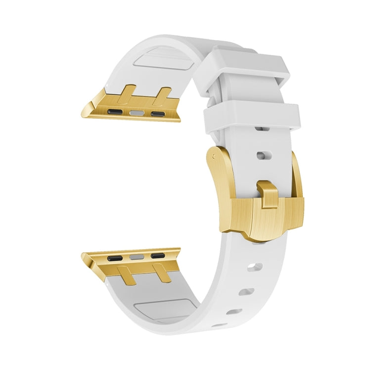AP Silicone Watch Band For Apple Watch SE 2023 44mm(Gold White) - Watch Bands by PMC TechLife | Online Shopping South Africa | PMC TechLife
