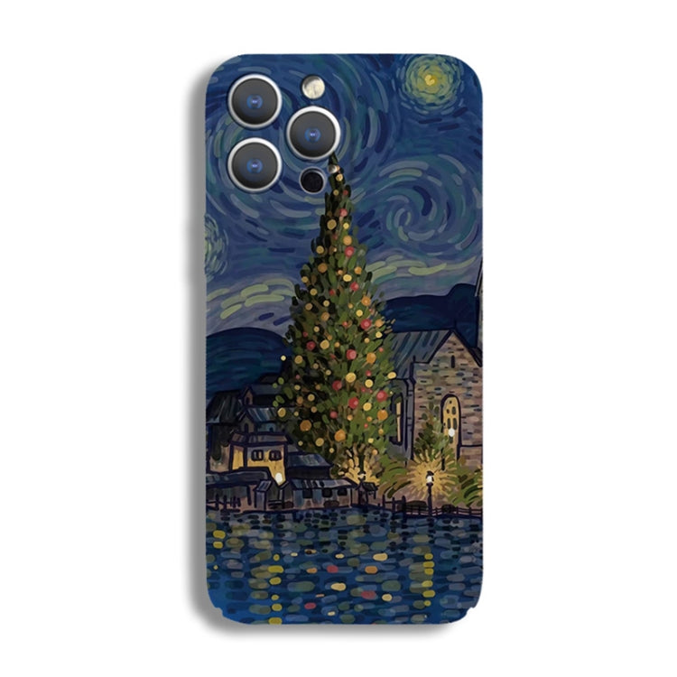 For iPhone 14 Pro Precise Hole Oil Painting Pattern PC Phone Case(Castle) - iPhone 14 Pro Cases by PMC TechLife | Online Shopping South Africa | PMC TechLife