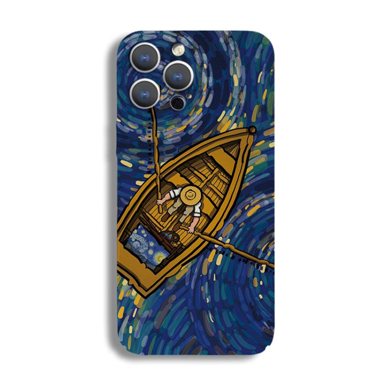 For iPhone 14 Pro Precise Hole Oil Painting Pattern PC Phone Case(Boating) - iPhone 14 Pro Cases by PMC TechLife | Online Shopping South Africa | PMC TechLife
