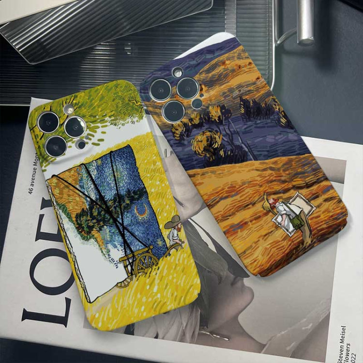For iPhone 14 Pro Precise Hole Oil Painting Pattern PC Phone Case(Evening Breeze) - free shipping - PMC TechLife - Order now!
