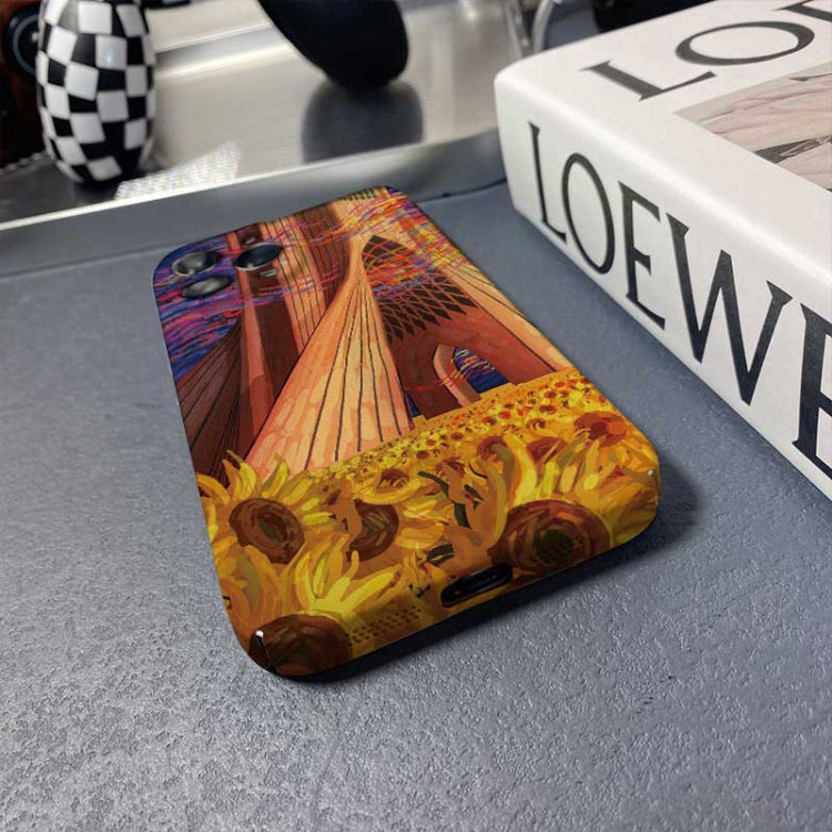 For iPhone 14 Pro Precise Hole Oil Painting Pattern PC Phone Case(Architectural Painting) - iPhone 14 Pro Cases by PMC TechLife | Online Shopping South Africa | PMC TechLife