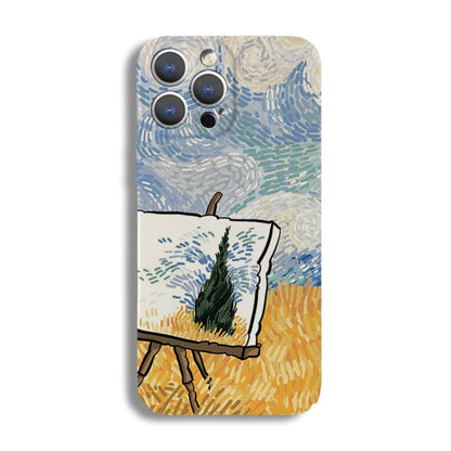 For iPhone 13 mini Precise Hole Oil Painting Pattern PC Phone Case(Landscape Painting) - iPhone 13 mini Cases by PMC Jewellery | Online Shopping South Africa | PMC Jewellery