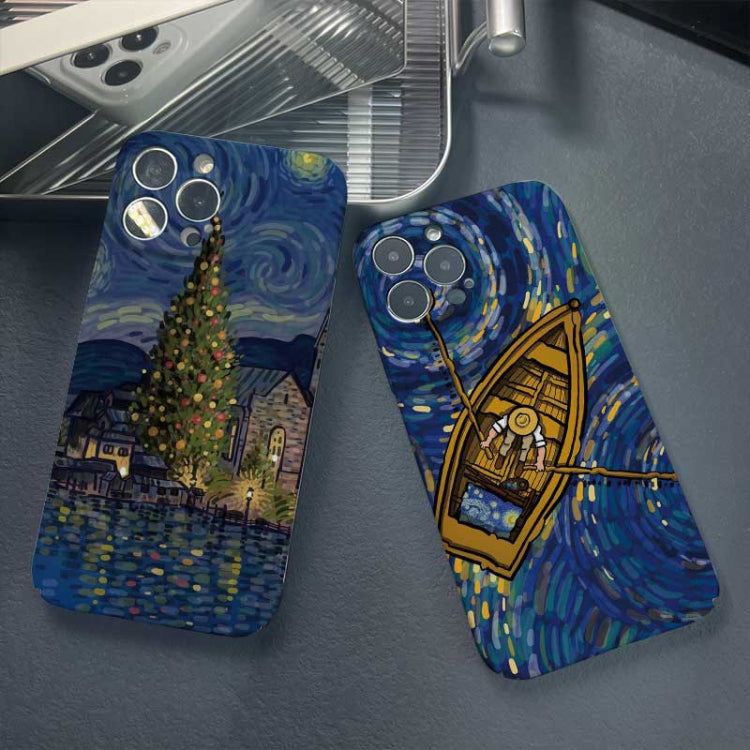 For iPhone 13 Pro Precise Hole Oil Painting Pattern PC Phone Case(Castle) - iPhone 13 Pro Cases by PMC TechLife | Online Shopping South Africa | PMC TechLife