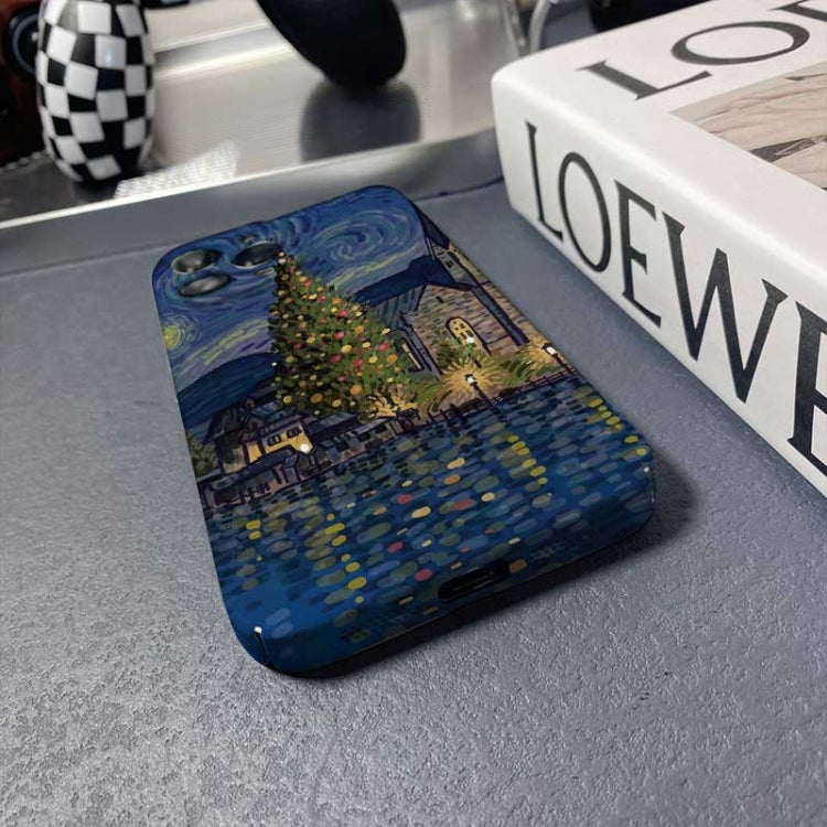 For iPhone 13 Pro Max Precise Hole Oil Painting Pattern PC Phone Case(Boating) - iPhone 13 Pro Max Cases by PMC TechLife | Online Shopping South Africa | PMC TechLife
