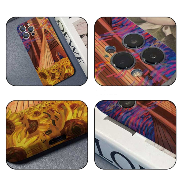 For iPhone 12 Pro Precise Hole Oil Painting Pattern PC Phone Case(Architectural Painting) - iPhone 12 / 12 Pro Cases by PMC Jewellery | Online Shopping South Africa | PMC Jewellery