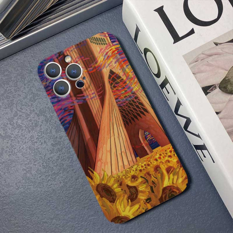 For iPhone 12 Pro Max Precise Hole Oil Painting Pattern PC Phone Case(Architectural Painting) - free shipping - PMC TechLife - Order now!