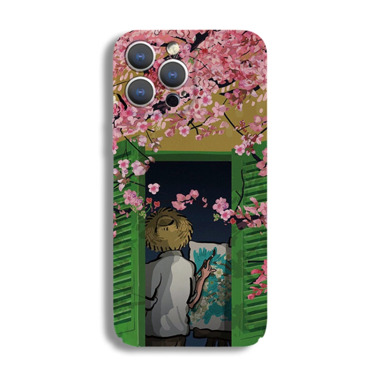 For iPhone 11 Pro Precise Hole Oil Painting Pattern PC Phone Case(Peach Blossom) - iPhone 11 Pro Cases by PMC TechLife | Online Shopping South Africa | PMC TechLife