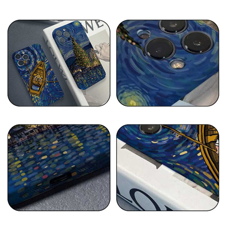 For iPhone X / XS Precise Hole Oil Painting Pattern PC Phone Case(Boating) - More iPhone Cases by PMC TechLife | Online Shopping South Africa | PMC TechLife