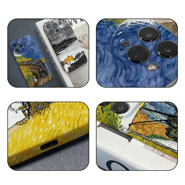 For iPhone X / XS Precise Hole Oil Painting Pattern PC Phone Case(Handcart) - More iPhone Cases by PMC Jewellery | Online Shopping South Africa | PMC Jewellery