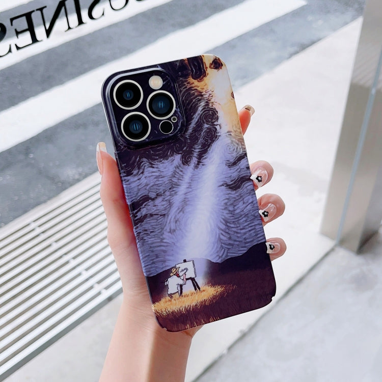 For iPhone 14 Pro Precise Hole Oil Painting Pattern PC Phone Case(Shine) - iPhone 14 Pro Cases by PMC TechLife | Online Shopping South Africa | PMC TechLife