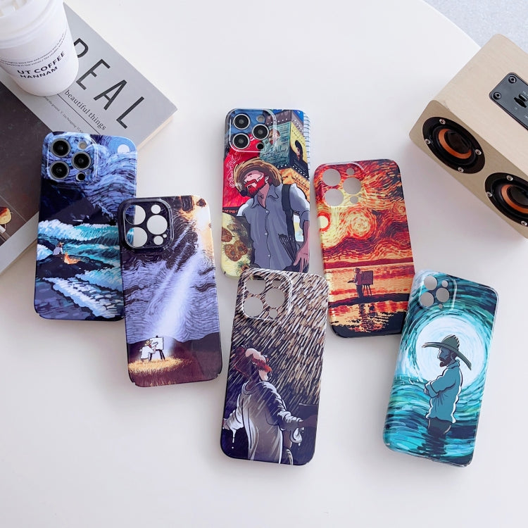 For iPhone 11 Precise Hole Oil Painting Pattern PC Phone Case(Rain) - iPhone 11 Cases by PMC Jewellery | Online Shopping South Africa | PMC Jewellery