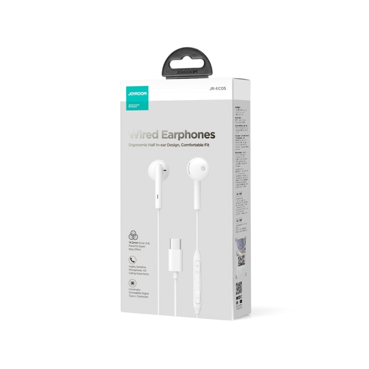 JOYRO0M JR-EC05 Type-C Half In-Ear Wired Earphone, Length: 1.2m(White) - Type-C Earphone by JOYROOM | Online Shopping South Africa | PMC Jewellery