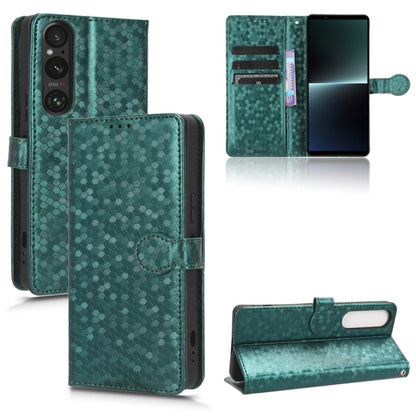 For Sony Xperia 1 V Honeycomb Dot Texture Leather Phone Case(Green) - Sony Cases by PMC Jewellery | Online Shopping South Africa | PMC Jewellery