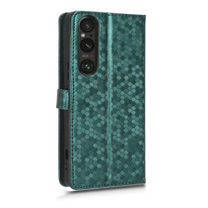 For Sony Xperia 1 V Honeycomb Dot Texture Leather Phone Case(Green) - Sony Cases by PMC Jewellery | Online Shopping South Africa | PMC Jewellery