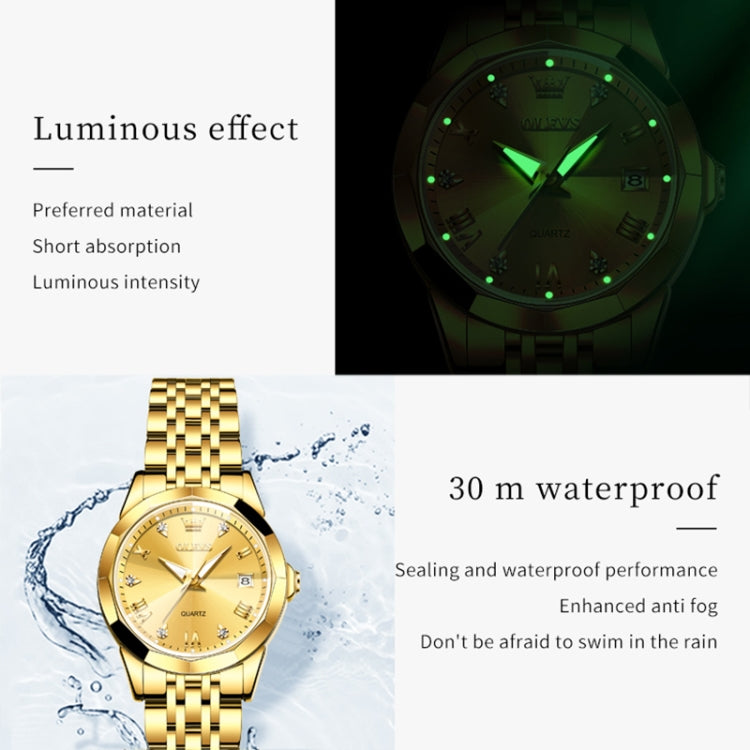 OLEVS 9931 Women Butterfly Buckle Luminous Waterproof Quartz Watch(Gold) - Metal Strap Watches by OLEVS | Online Shopping South Africa | PMC Jewellery