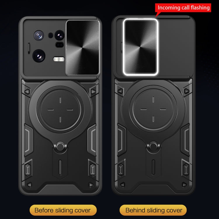 For Xiaomi 13 Pro CD Texture Sliding Camshield Magnetic Holder Phone Case(Silver) - free shipping - PMC TechLife - Order now!