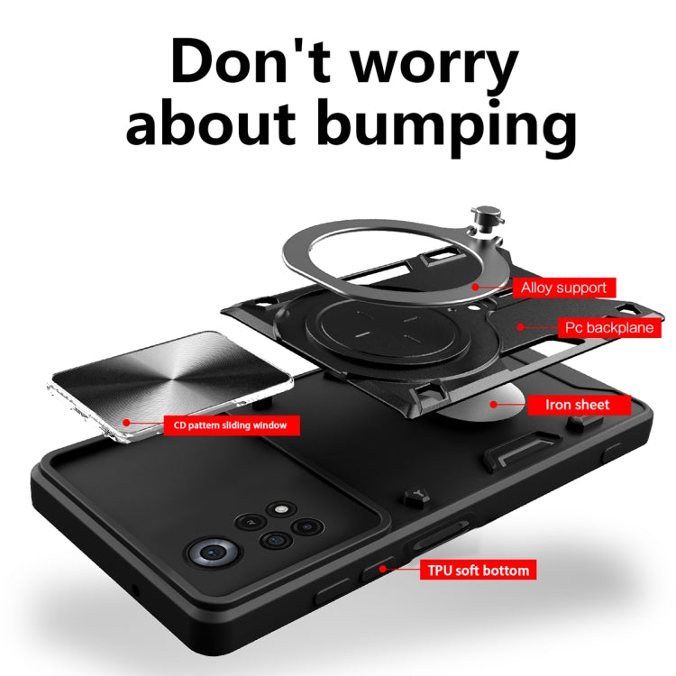 For Xiaomi Poco X4 Pro 5G CD Texture Sliding Camshield Magnetic Holder Phone Case(Red) - free shipping - PMC TechLife - Order now!