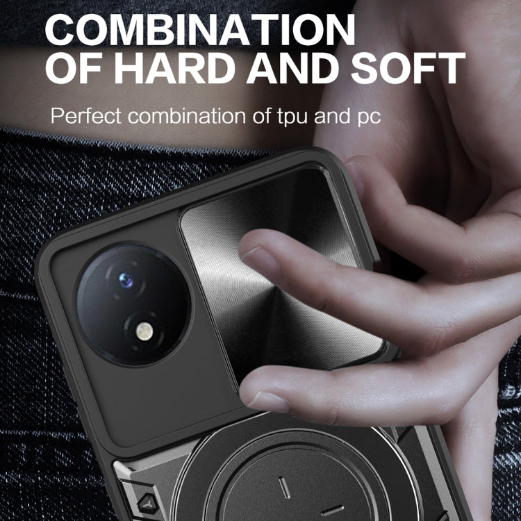 For Xiaomi Poco X4 Pro 5G CD Texture Sliding Camshield Magnetic Holder Phone Case(Blue) - free shipping - PMC TechLife - Order now!