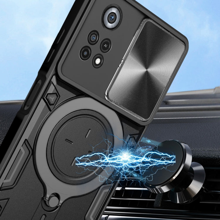 For Xiaomi Poco X4 Pro 5G CD Texture Sliding Camshield Magnetic Holder Phone Case(Silver) - free shipping - PMC TechLife - Order now!