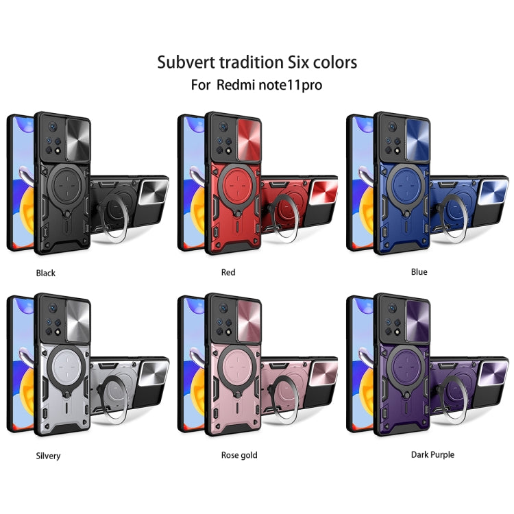 For Xiaomi Redmi Note 11 Pro CD Texture Sliding Camshield Magnetic Holder Phone Case(Silver) - free shipping - PMC TechLife - Order now!