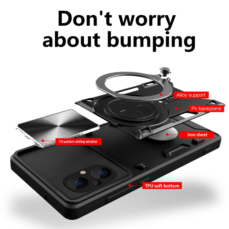 For Xiaomi Poco M5 5G CD Texture Sliding Camshield Magnetic Holder Phone Case(Purple) - free shipping - PMC TechLife - Order now!