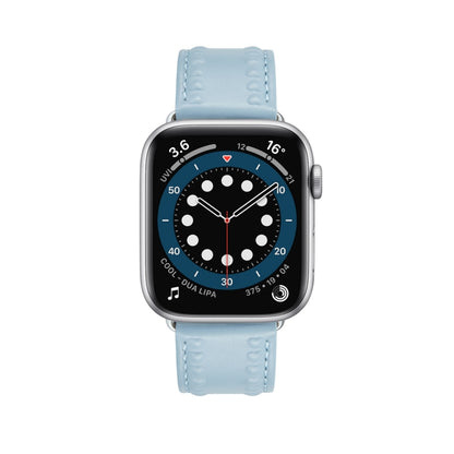 Embossed Love Genuine Leather Watch Band For Apple Watch 3 42mm(Blue) - Watch Bands by PMC Jewellery | Online Shopping South Africa | PMC Jewellery