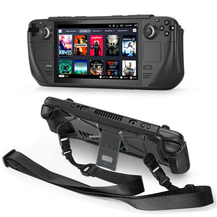 For Steam Deck Shockproof Game Console Case with Holder & Shoulder Strap(Black) - Accessories by PMC TechLife | Online Shopping South Africa | PMC TechLife